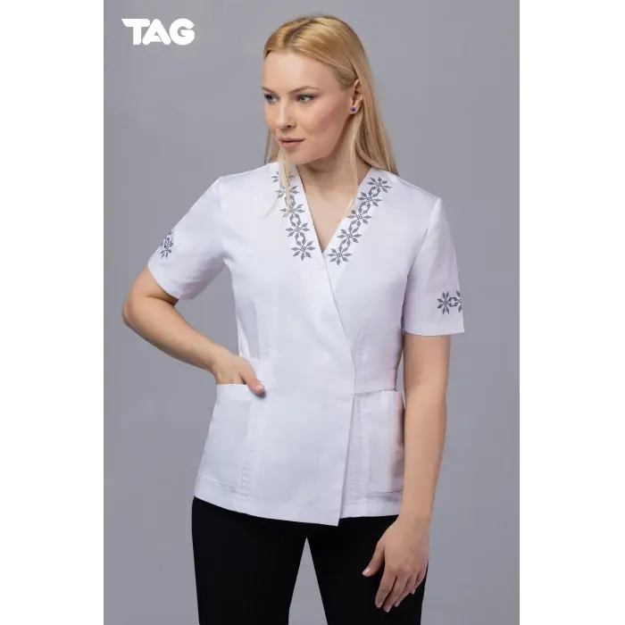 Bluza Kimono culoare Alba cu Broder"IE" in motive ETNO <editie limitata>