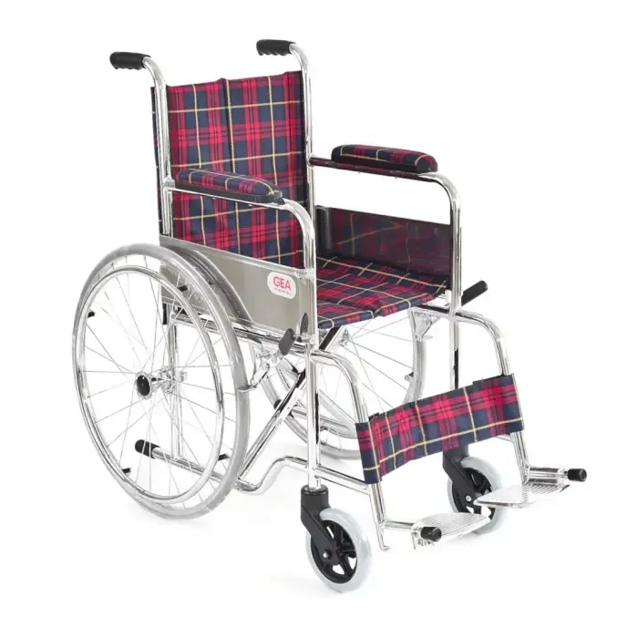 Fotoliu rulant cslim cu cadru din oțel cromat FS802 + CADOU Baston reglabil din aluminiu cu snur – FS948
