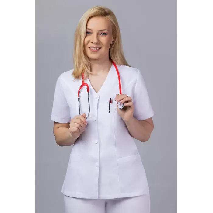 Bluza cu Anchior, Alba - Uniforma Medicala