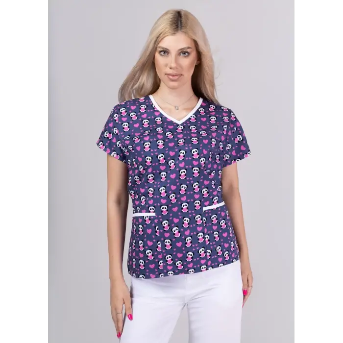 My Lovely Panda - Bluza uniforma medicala cu imprimeu