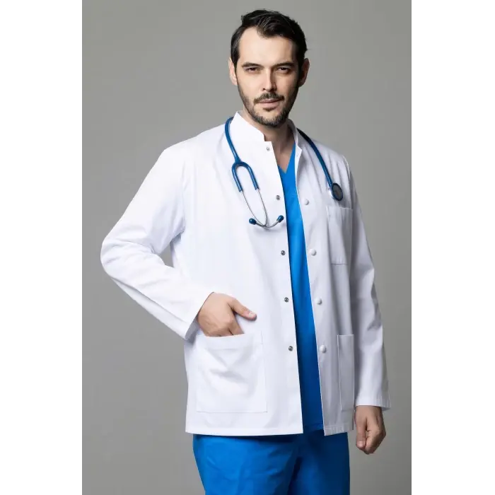Tunica Maneca Lunga Clasica, Alba - Uniforma Medicala