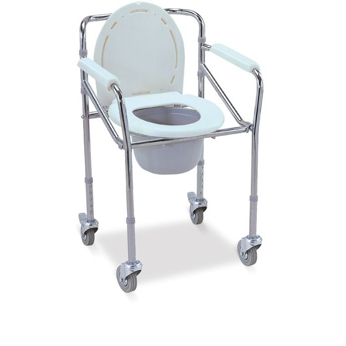 Scaun, WC de camera cu roti cu capac FS696