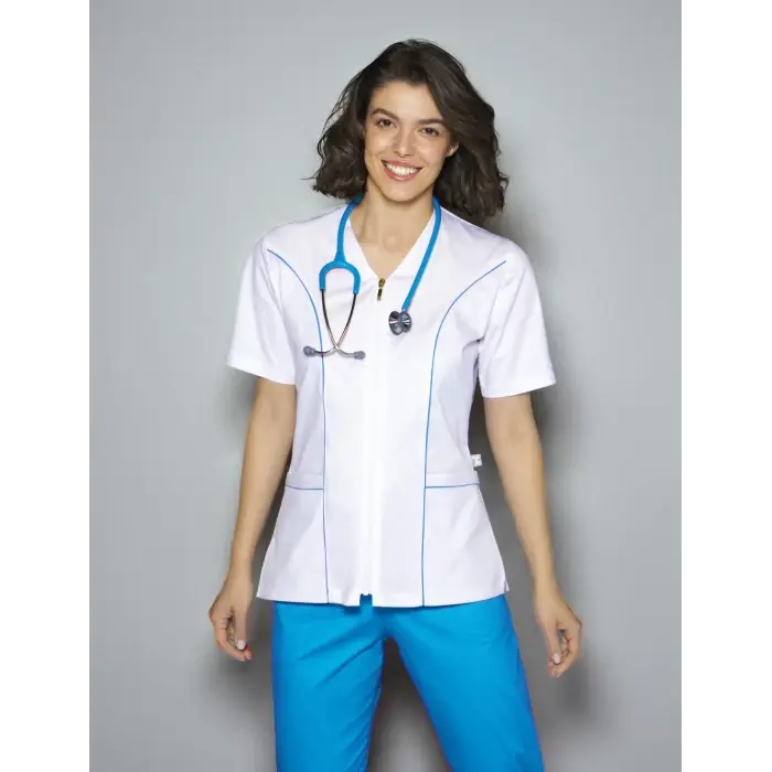 Bluza ZIP Confort cu insertie - Cotton Stretch - Uniforma Medicala Premium