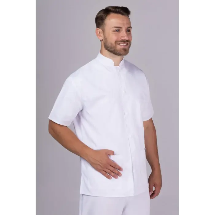 Tunica Maneca Scurta - ROBERT Cotton Stretch, Alba - Uniforma Medicala Premium