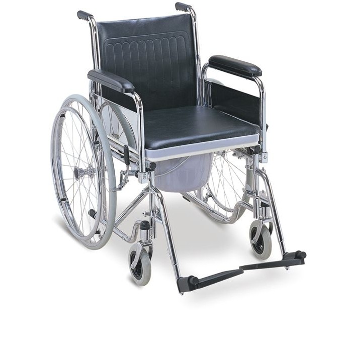 Fotoliu rulant cu vas de toaleta incorporat FS681 + CADOU Baston reglabil din aluminiu cu snur – FS948